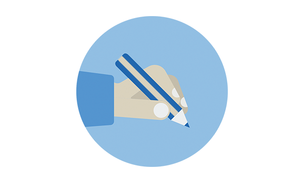 icono de mano escribiendo